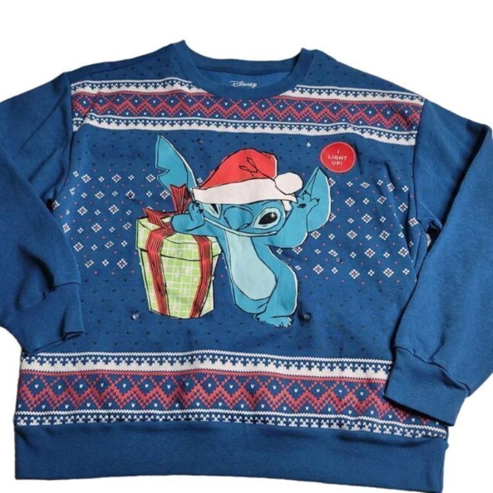 NWOT Disney‎ Stitch Light Up Christmas Sweater Medium